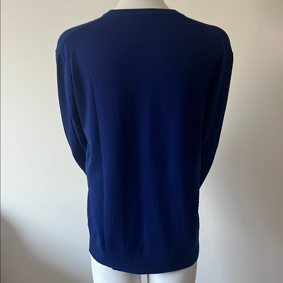 Thomas Pink Blue Men's V Neck Sweater Merino wool Size S - Picture 3 of 8